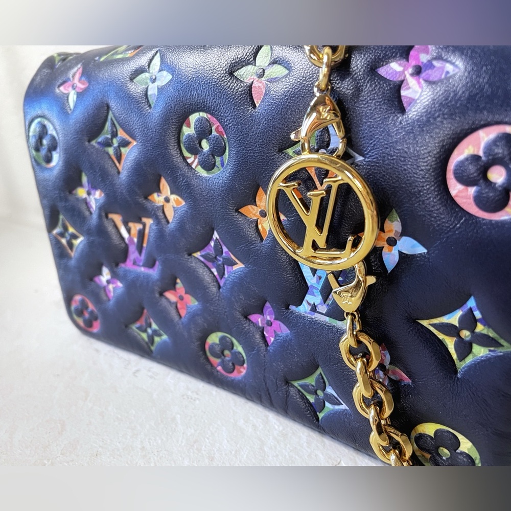 Louis Vuitton Multicolor Lambskin Embossed Monogram LV Garden l Coussin Navy - Picture 10 of 17